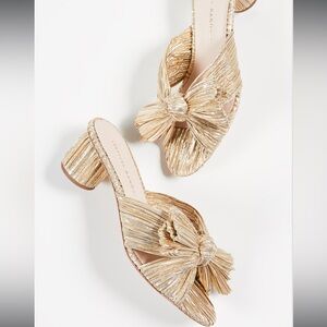 Loeffler Randall Gold Pleated Mules